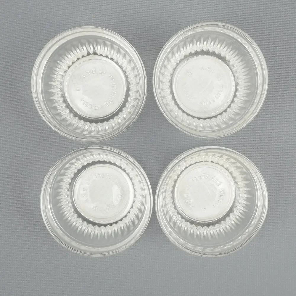 Lot of 4 Crate and Barrel Tea Light Clear Glass Candle Holders